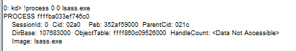Поиск адреса процесса lsass.exe